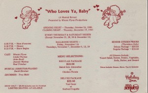 1985 Who Loves Ya Baby flyer